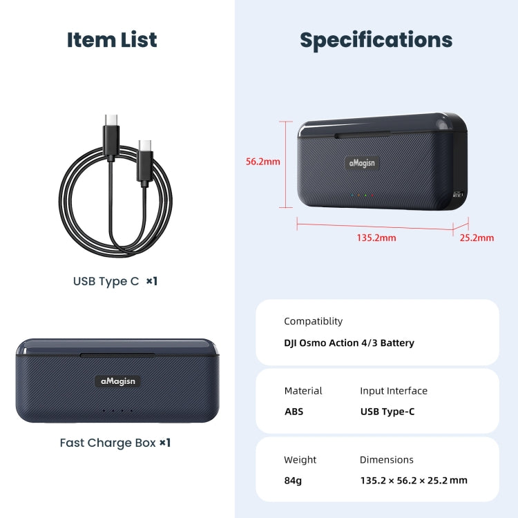 Action 4/3 aMagisn caja de carga rápida cargador accesorios para cámaras deportivas — imagen 4