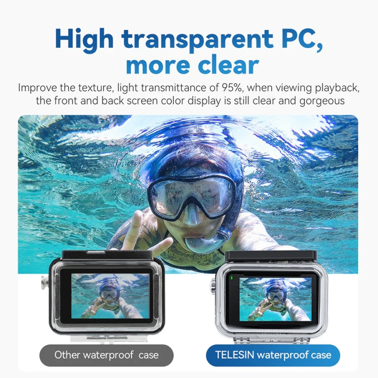Carcasa 4 TELESIN OA-WTP-003 45m impermeable sellada estuche de buceo para DJI Osmo Action 3 — imagen 6