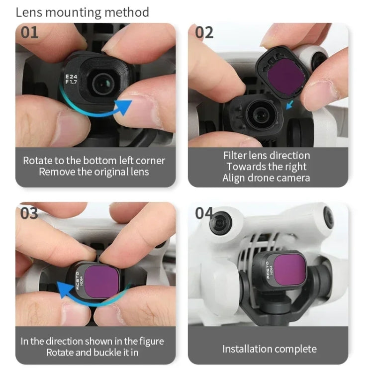 Filtro RCSTQ HD Espejo protector Accesorios para drones, Estilo: ND8 + ND16 + ND32 + ND64 para DJI Mini 4 Pro — imagen 8