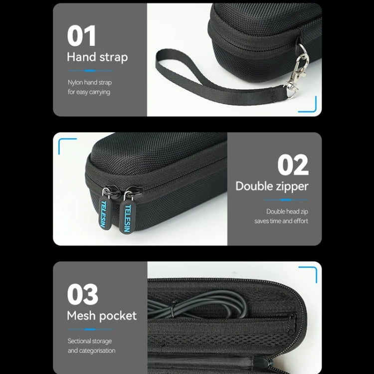 Estuche de almacenamiento y bolsa de transporte portátil TELESIN para cámara para DJI Osmo Pocket 3 (negro) — imagen 7