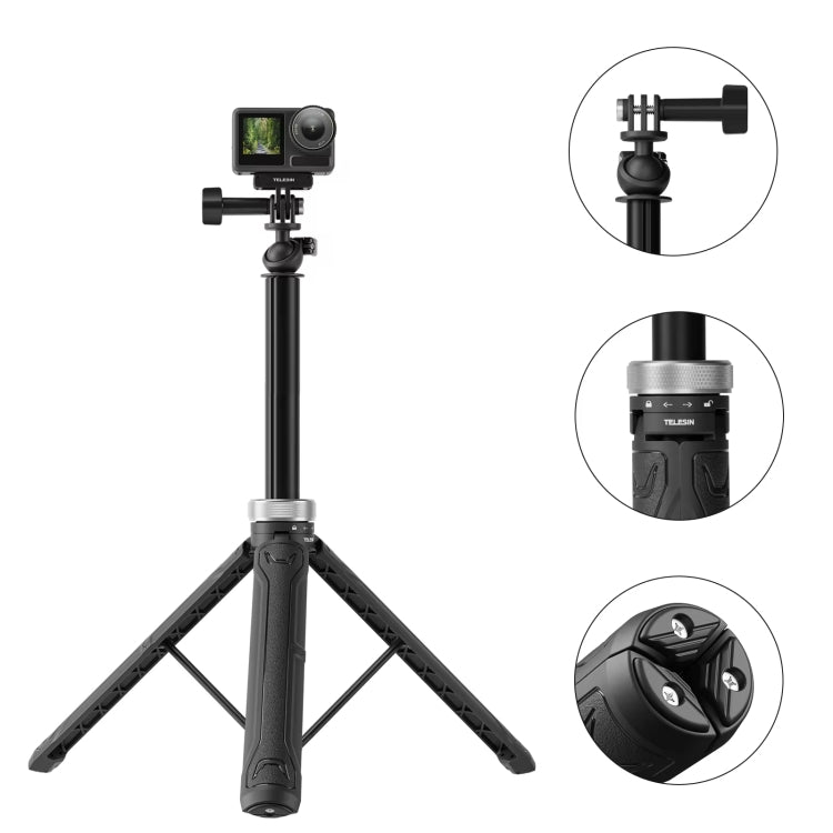 Trípode plegable para selfies TELESIN con rotación de 360 grados y 1,5 m para GoPro Hero, Insta360 y para DJI Osmo Action (n…