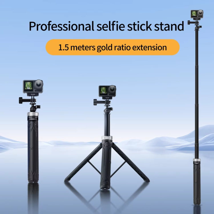 Trípode plegable para selfies TELESIN con rotación de 360 grados y 1,5 m para GoPro Hero, Insta360 y para DJI Osmo Action (n…