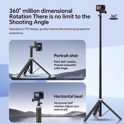 Trípode plegable para selfies TELESIN con rotación de 360 grados y 1,5 m para GoPro Hero, Insta360 y para DJI Osmo Action (n…