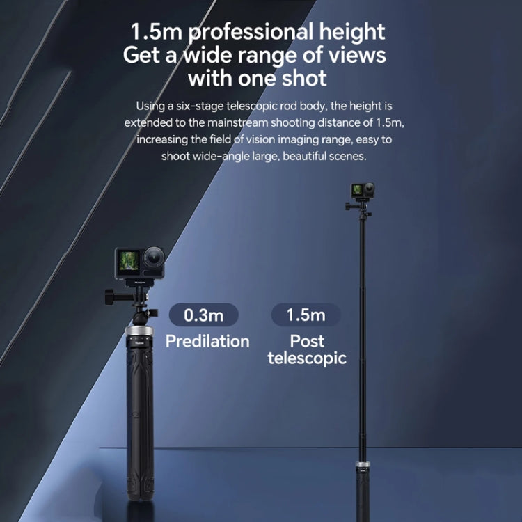 Trípode plegable para selfies TELESIN con rotación de 360 grados y 1,5 m para GoPro Hero, Insta360 y para DJI Osmo Action (n…