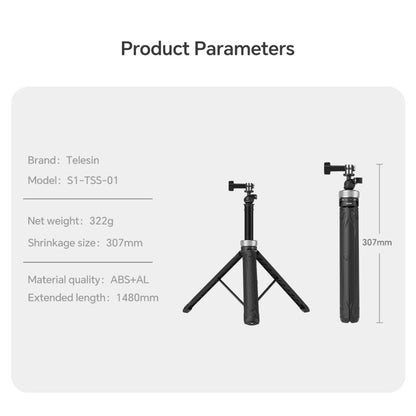 Trípode plegable para selfies TELESIN con rotación de 360 grados y 1,5 m para GoPro Hero, Insta360 y para DJI Osmo Action (n…