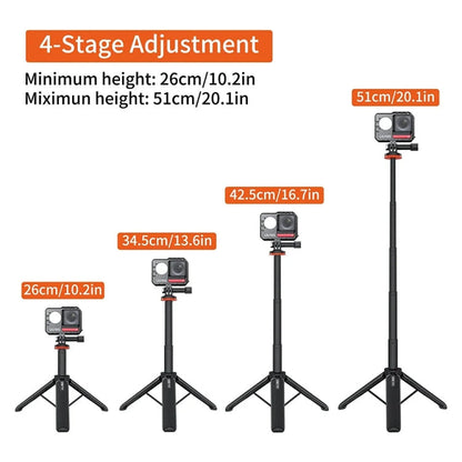 Trípode y palo para selfies con cámara de acción VRIG, 17-51 cm, poste de extensión ajustable para Insta360, Action y GoPro……