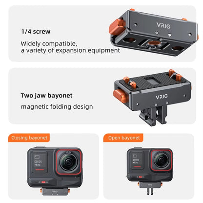 Kit de base Adaptador de liberación rápida magnético VRIG para cámara de acción, especificación: y cubierta superior — image…