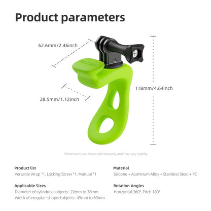 Soporte flexible ajustable de silicona para cámara de acción TELESIN para GoPro HERO / Insta360 / Action Camera (negro) — im…