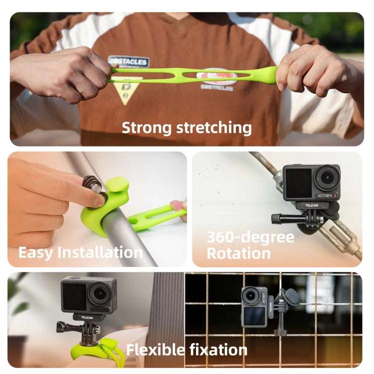 Soporte flexible ajustable de silicona para cámara de acción TELESIN para GoPro HERO / Insta360 / Action Camera (negro) — im…