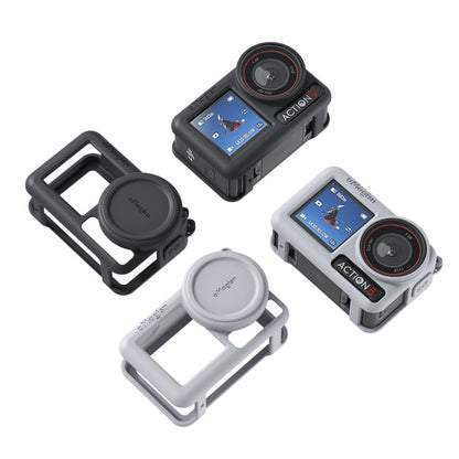 Estuche protector de silicona aMagisn con cordón y tapa de lente para DJI Osmo Action 5 (gris claro) — imagen 3
