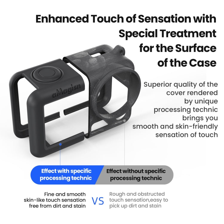 Estuche protector de silicona aMagisn con cordón y tapa de lente para DJI Osmo Action 5 (gris claro) — imagen 8