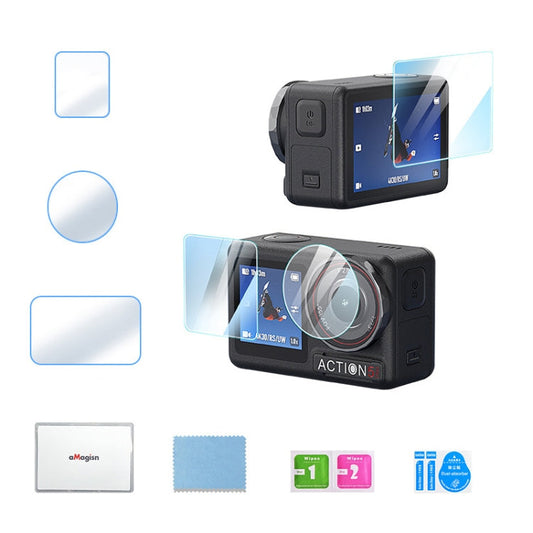 Paquete A de juego de vidrio templado de dureza 9H para DJI Osmo Action 5