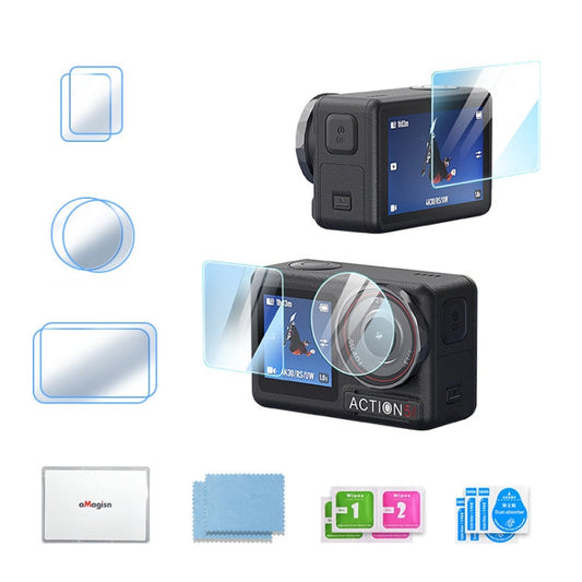 Paquete B de juego de vidrio templado de dureza 9H aMagisn para DJI Osmo Action 5