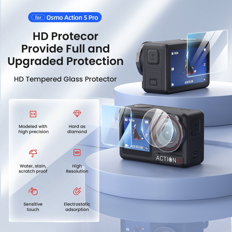 Paquete A de juego de vidrio templado de dureza 9H para DJI Osmo Action 5 — imagen 2