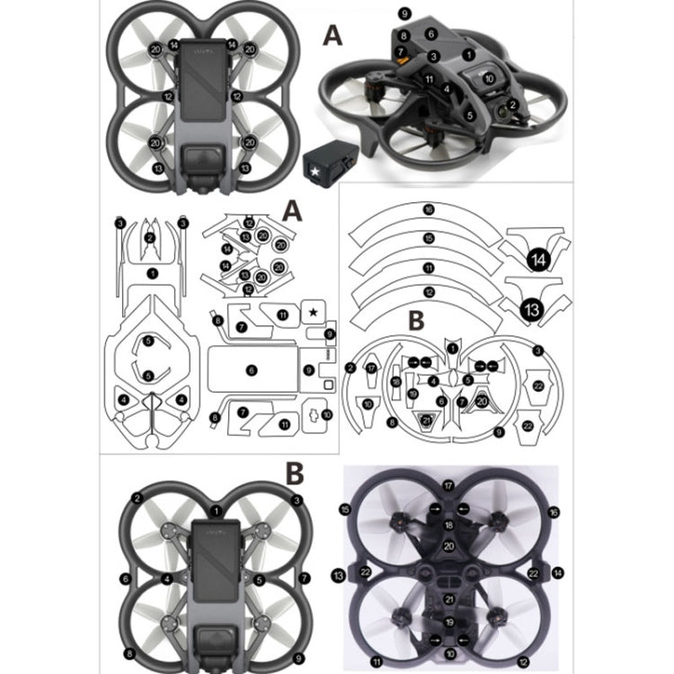 Pegatinas personalizadas sin adhesivo para fuselaje único de para DJI Avata (malla negra A-05) — imagen 4