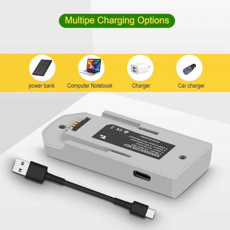 Batería Cargador de para dron YX con puerto USB-C/Tipo-C, administrador de batería para DJI Neo (gris) — imagen 5