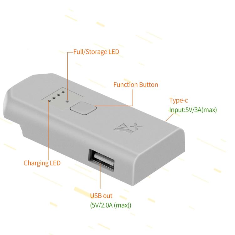 Batería Cargador de para dron YX con puerto USB-C/Tipo-C, administrador de batería para DJI Neo (gris) — imagen 8