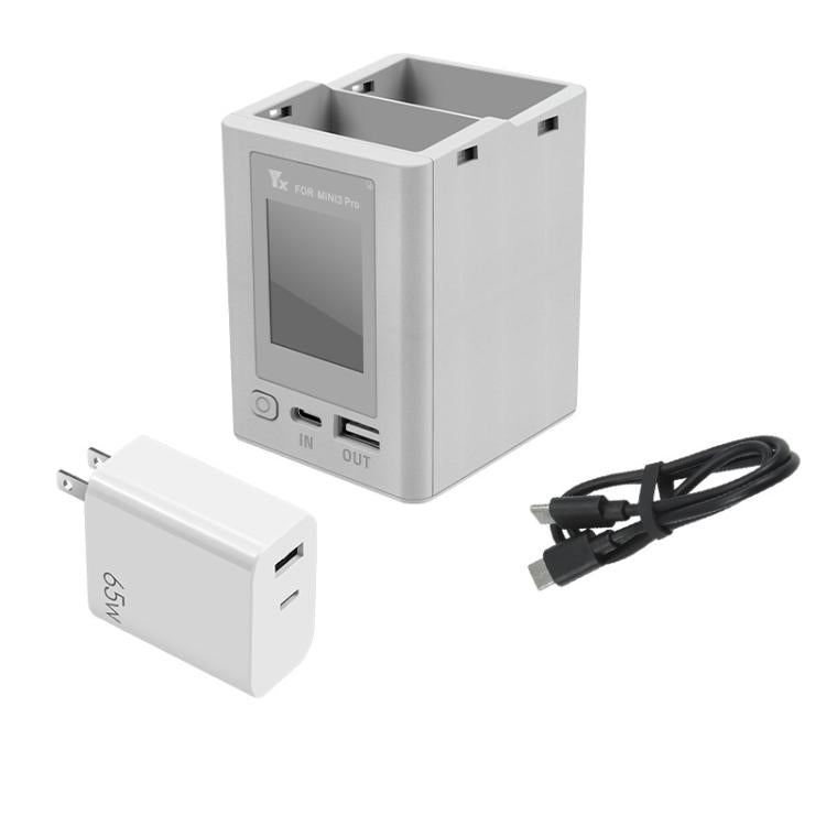Batería de doble Cargador de vía con pantalla a color y enchufe estadounidense de 65 W para DJI Mini 4 Pro / Mini 3 Pro para…