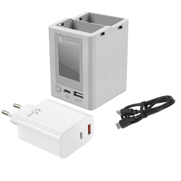 Batería de doble Cargador de vía con pantalla a color y enchufe europeo de 65 W para DJI Mini 4 Pro / Mini 3 Pro para DJI DJ…