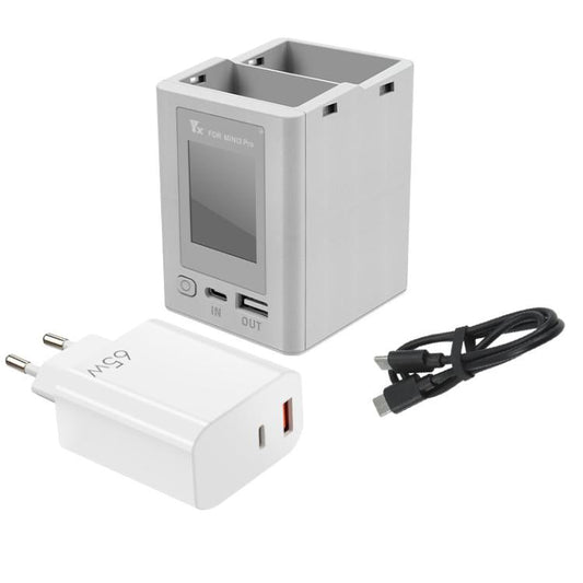Batería de doble Cargador de vía con pantalla a color y enchufe europeo de 65 W para DJI Mini 4 Pro / Mini 3 Pro para DJI DJ…