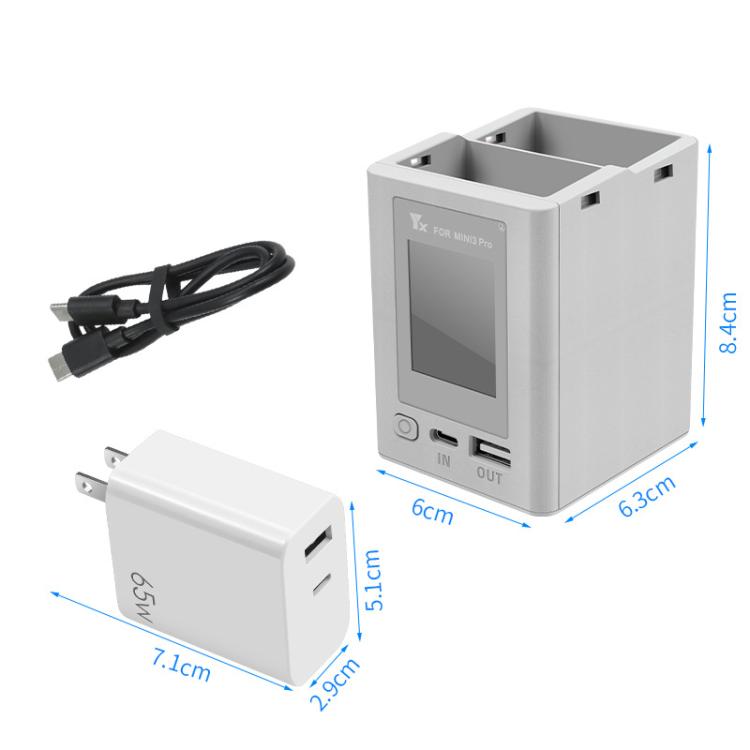 Batería de doble Cargador de vía con pantalla a color y sin enchufe para DJI Mini 4 Pro / Mini 3 Pro para DJI DJI Mini 4 Pro…