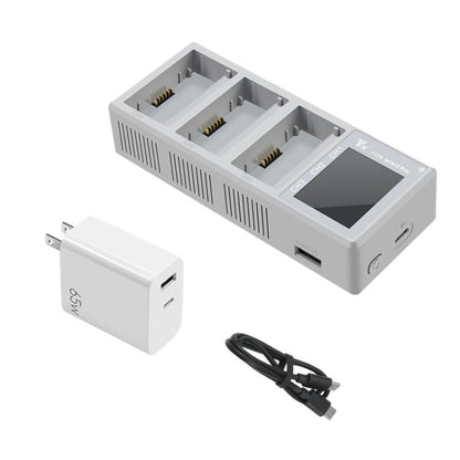 Batería de 3 Cargador de vías con pantalla a color y enchufe estadounidense de 65 W para DJI Mini 4 Pro / Mini 3 Pro para DJ…