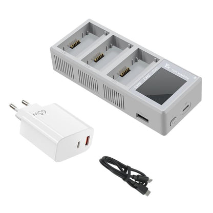 Batería de 3 Cargador de vías con pantalla a color y enchufe europeo de 65 W para DJI Mini 4 Pro / Mini 3 Pro para DJI DJI M…