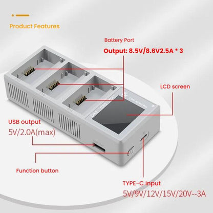 Batería de 3 Cargador de vías con pantalla a color y sin enchufe para DJI Mini 4 Pro / Mini 3 Pro para DJI DJI Mini 4 Pro, D…