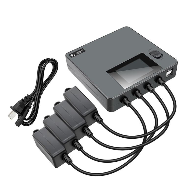 Batería de cuatro Cargador de vías con pantalla digital a color y enchufe estadounidense para DJI Mini 4 Pro / Mini 3 Pro pa…