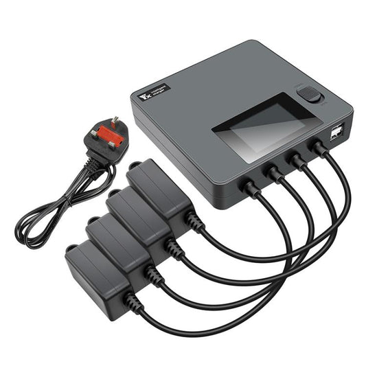Batería de cuatro Cargador de vías con pantalla digital a color y enchufe británico para DJI Mini 4 Pro / Mini 3 Pro para DJ…