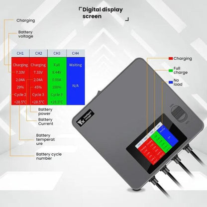 Batería de cuatro Cargador de vías con pantalla digital a color y enchufe europeo para DJI Mini 4 Pro / Mini 3 Pro para DJI……