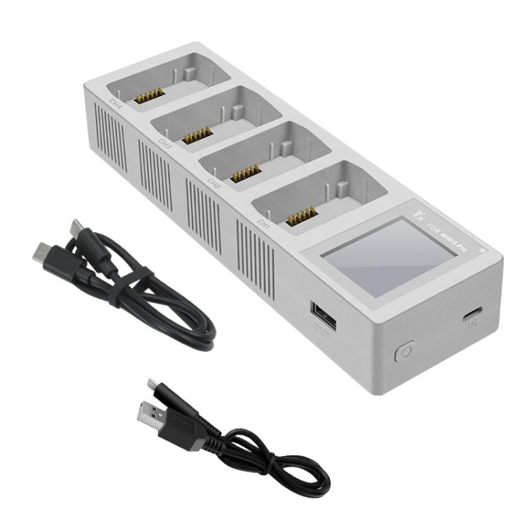 Batería Cargador de con pantalla a color de cuatro vías para DJI Mini 4 Pro / Mini 3 Pro (gris claro) para DJI DJI Mini 4 Pr…
