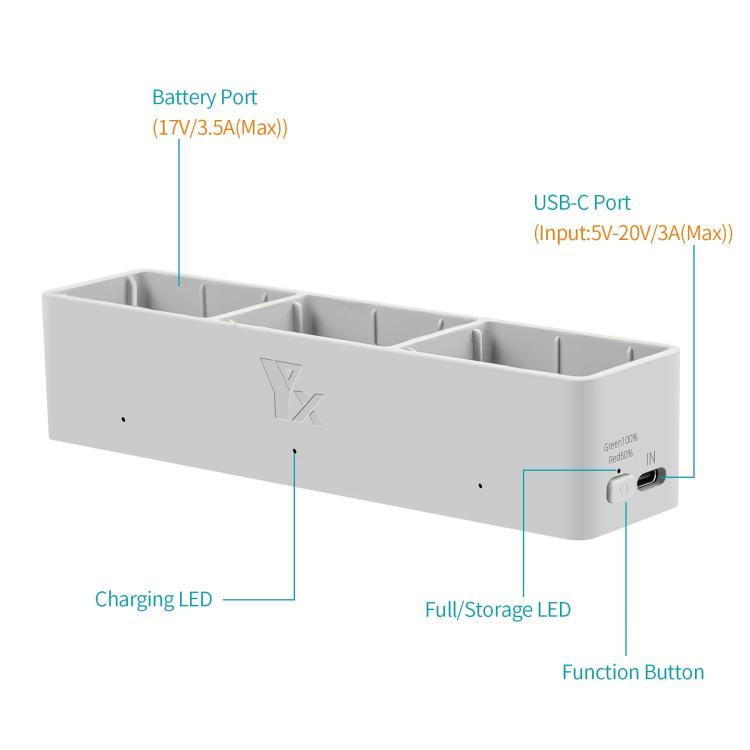 Cargador de 3 vías, compatible con PD 65 W para DJI Avata 2 (gris plateado) — imagen 8