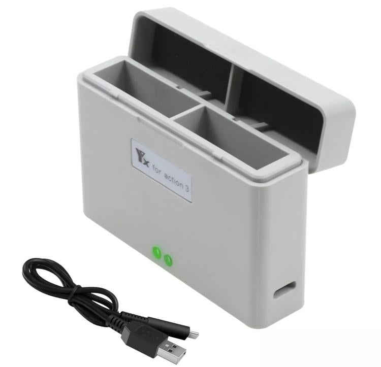 Batería Cargador de bidireccional YX para cámara Action 3/Action 4 (gris)