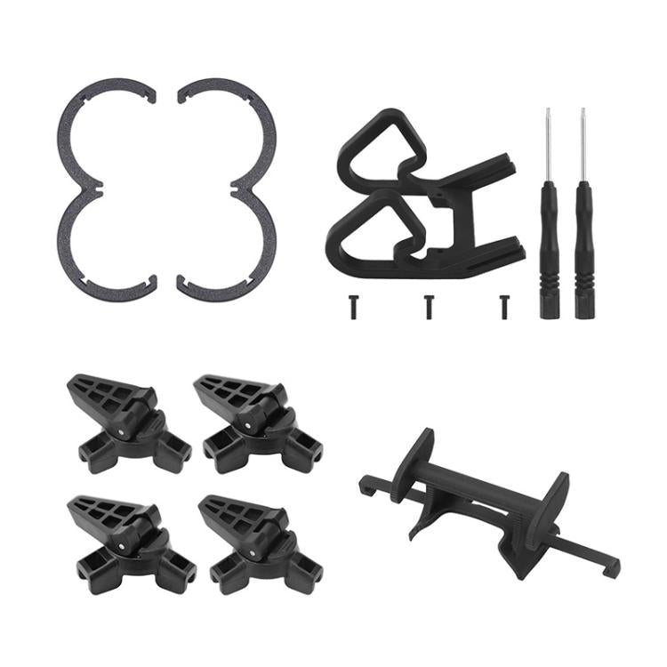 Funda protectora contra impactos + parachoques + soporte plegable + ala trasera 4 en 1 para DJI Neo (negro)
