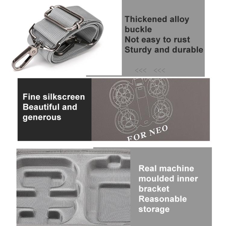 Estuche rígido de PU, bolsa de almacenamiento, bolso de hombro para DJI Neo (gris) — imagen 5