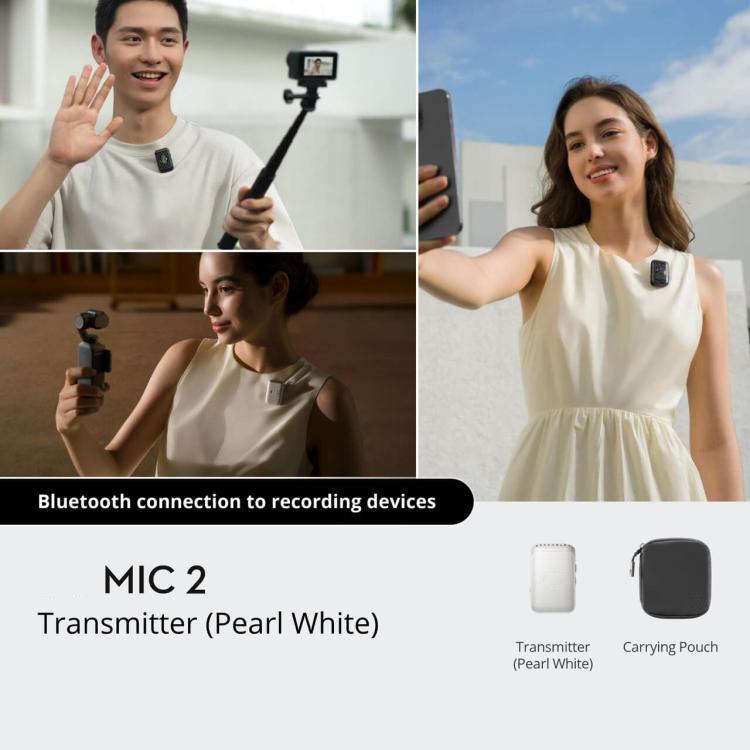 Conexión Bluetooth del transmisor a dispositivos de grabación para DJI Mic 2 / Osmo Pocket 3 / Osmo Action 5 y más (blanco p…