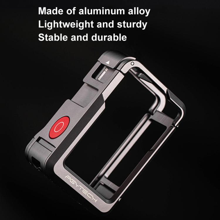 Jaula de conejo de metal PGYTECH P-42C-010 con borde protector expandido de aleación de aluminio para DJI Osmo Action 5 — im…
