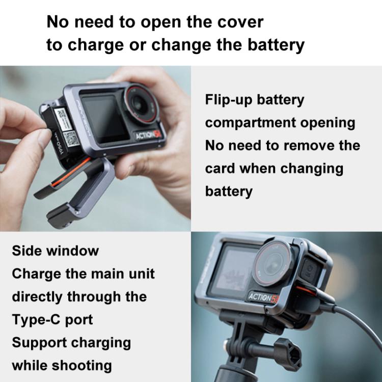 Jaula de conejo de metal PGYTECH P-42C-010 con borde protector expandido de aleación de aluminio para DJI Osmo Action 5 — im…