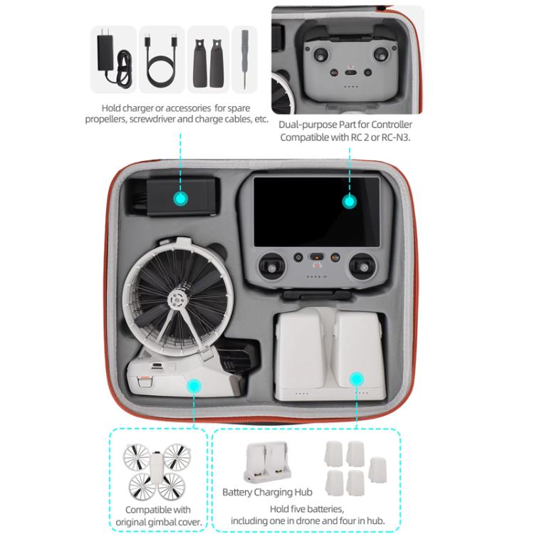 Bolsa de almacenamiento, accesorio de funda protectora para cámara aérea Vlog para DJI Flip (naranja) — imagen 6