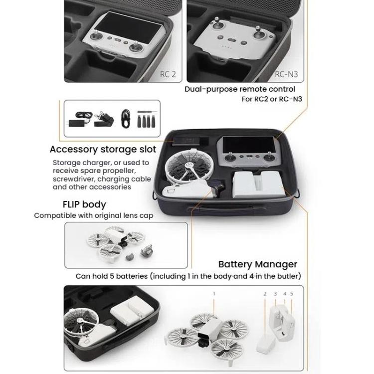 Bolsa organizadora, kit de vuelo suave, bolso cruzado para DJI Flip (gris) — imagen 4