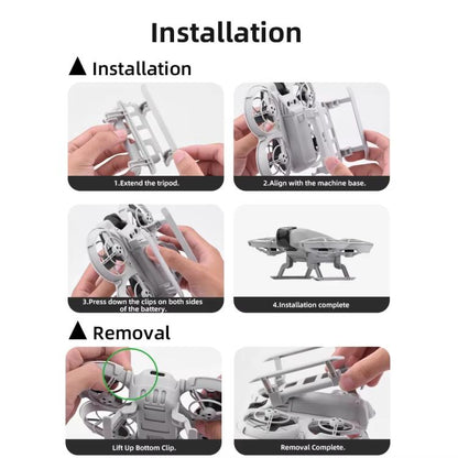 Soporte de refuerzo BRDRC NEO021 para tren de aterrizaje de drones Soporte de trineo plegable para DJI Neo (gris) — imagen 8