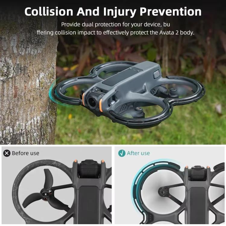 Anillo de parachoques de una BRDRC Protector de paleta integrado pieza para DJI Avata 2 (negro) — imagen 9