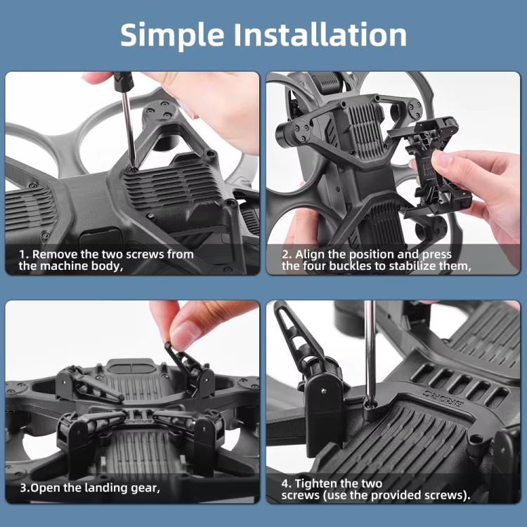 Pata de cabra protectora con estabilizador y tren de aterrizaje mejorado de altura plegable para DJI Avata 2 (negro y naranj…