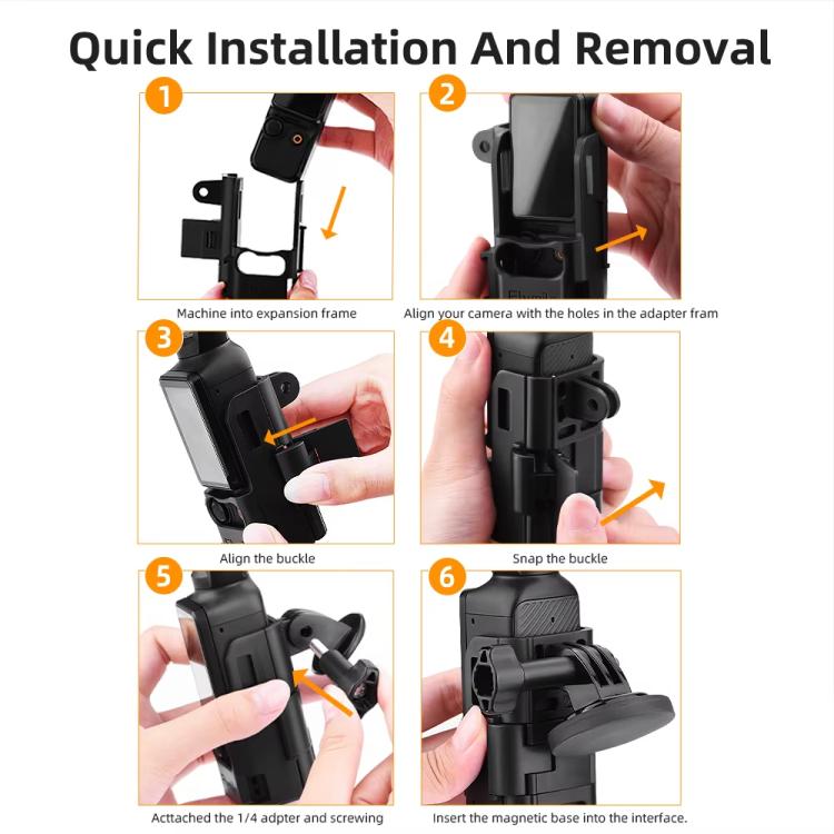 Juego de 6 piezas, soporte magnético, base fija, clip trasero, adaptador, bisel, accesorios para DJI Osmo Pocket 3 — imagen…