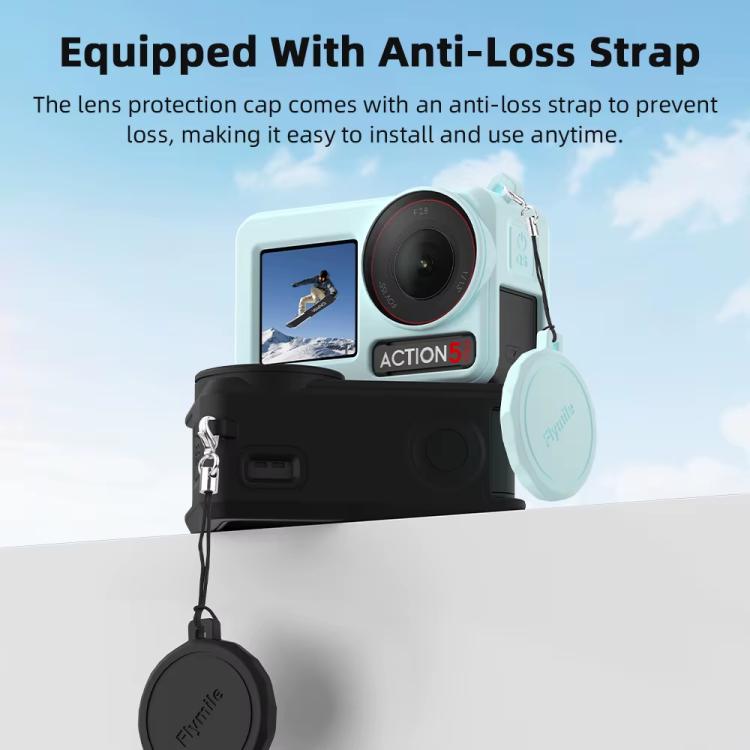 Funda de silicona Flymile para lentes de cámara deportiva, color azul para DJI Osmo Action 3 — imagen 11