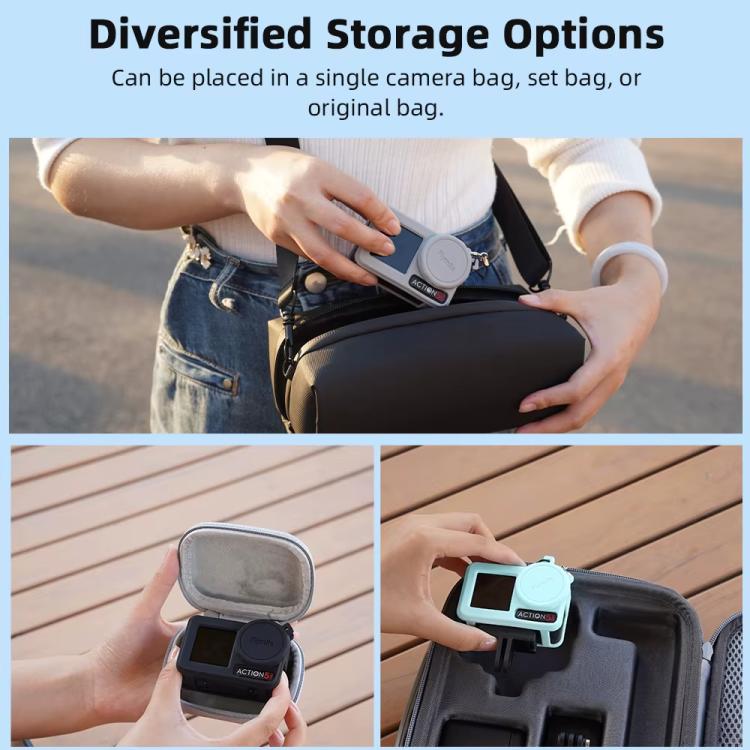 Funda de silicona Flymile para lentes de cámara deportiva, funda protectora para DJI Osmo Action 3 (gris) — imagen 15