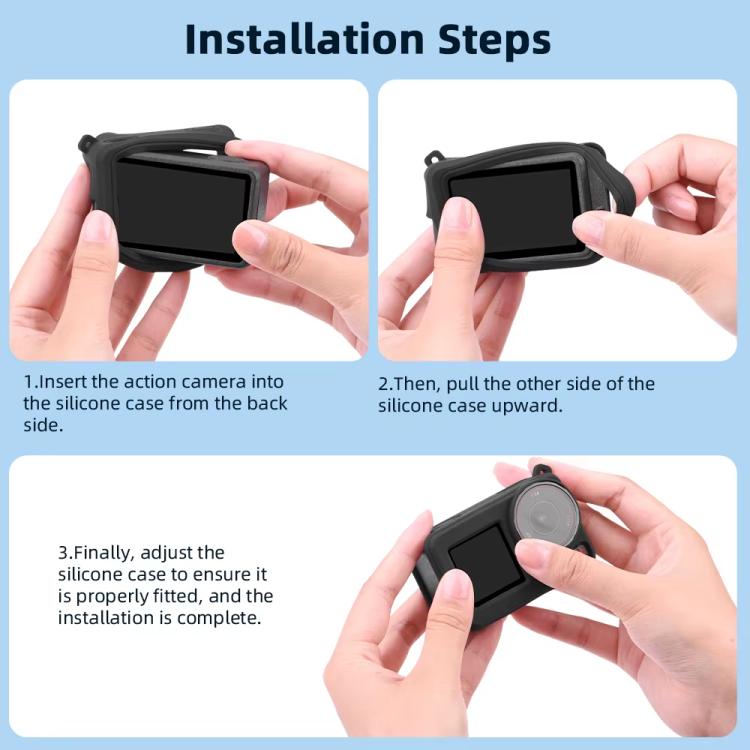 Funda de silicona Flymile para lentes de cámara deportiva, funda protectora para DJI Osmo Action 3 (negra) — imagen 16