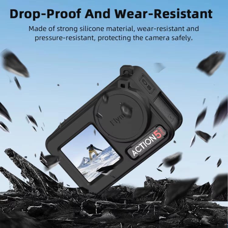 Funda de silicona Flymile para lentes de cámara deportiva, funda protectora para DJI Osmo Action 3 (gris) — imagen 6