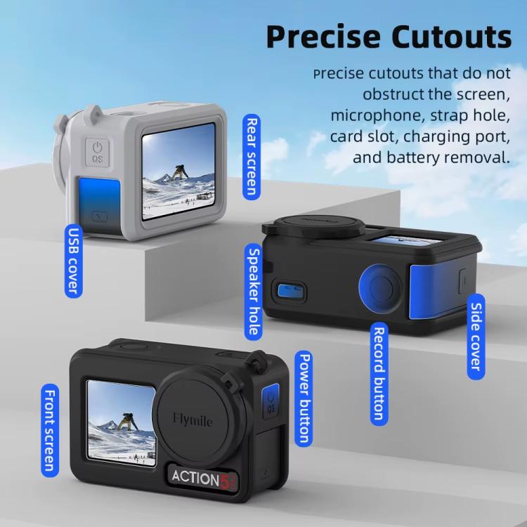 Funda de silicona Flymile para lentes de cámara deportiva, color azul para DJI Osmo Action 3 — imagen 7